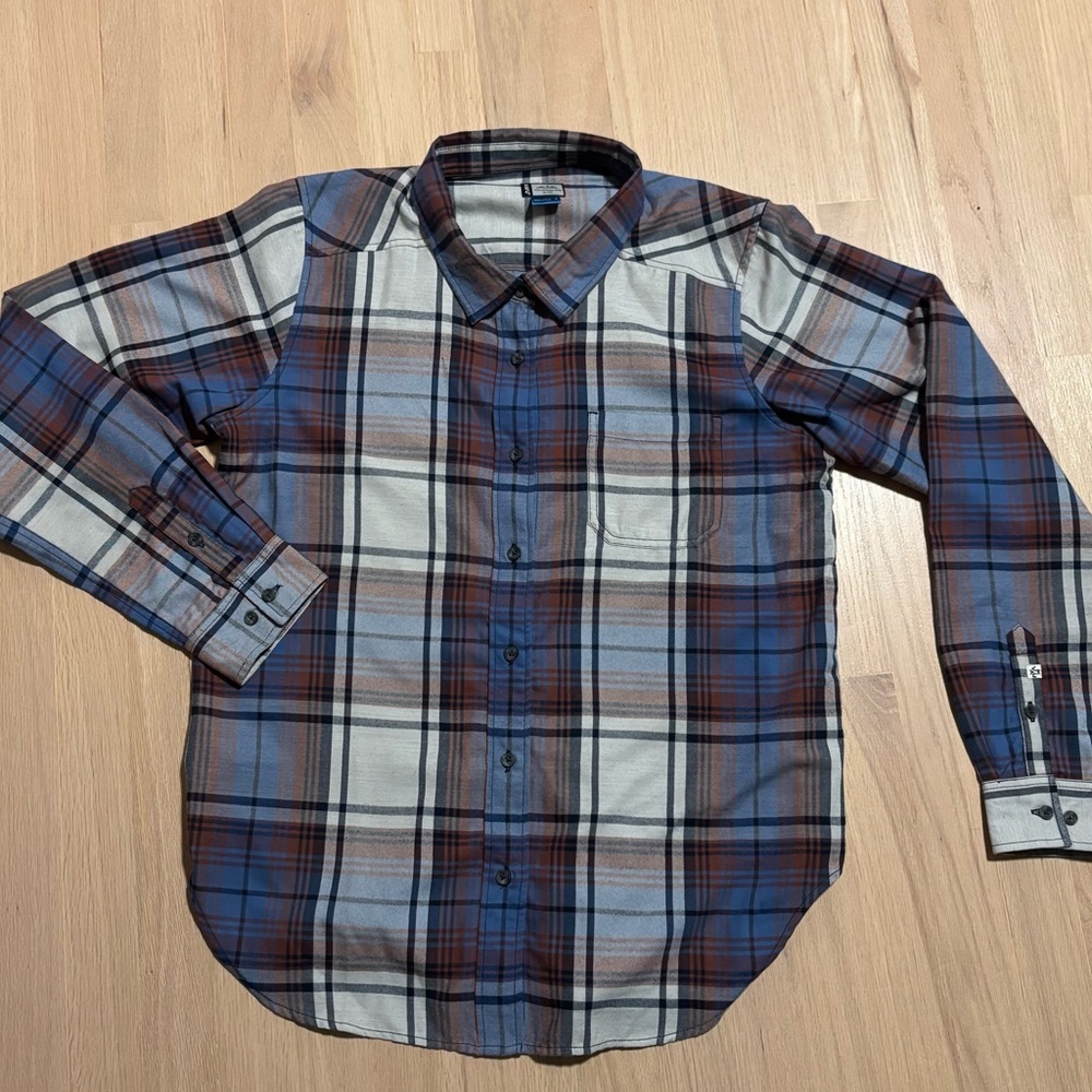 Kavu Men's Casual Plaid Shirt - Blue, Brown, White